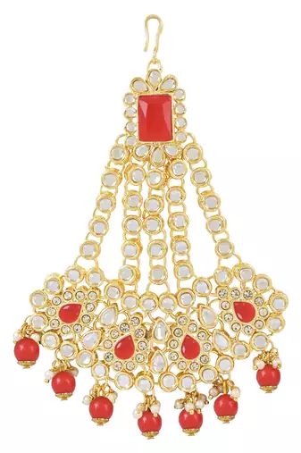 mughal pearl drop kundan jhumar passa/jhoomar maang tikka for women 