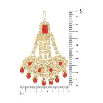 mughal pearl drop kundan jhumar passa/jhoomar maang tikka for women  3