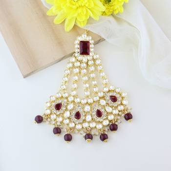 mughal pearl drop kundan jhumar passa/jhoomar maang tikka for women  1