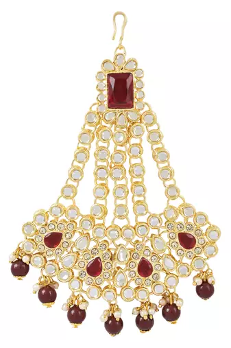 mughal pearl drop kundan jhumar passa/jhoomar maang tikka for women 