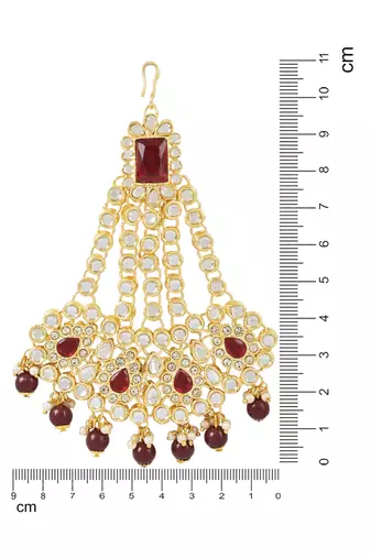 mughal pearl drop kundan jhumar passa/jhoomar maang tikka for women 