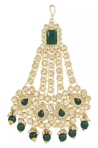 mughal beautiful long pearl kundan jhumar passa/jhoomar maang tikka for women 