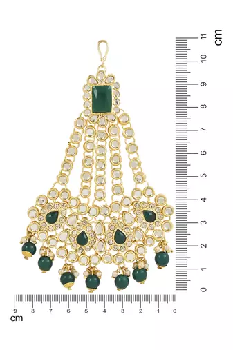 mughal beautiful long pearl kundan jhumar passa/jhoomar maang tikka for women 