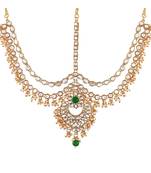 traditional kundan & pearl matha patti/maang tikka for women 