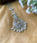 traditional kundan & pearl handcrafted maang tikka for women/girls 