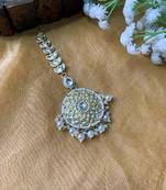 traditional kundan & pearl handcrafted maang tikka for women/girls 