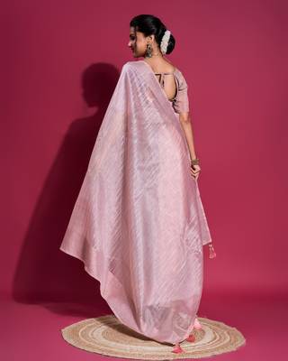Lavender Woven Self Design Organza Bollywood Sarees With Blouse 3