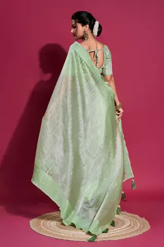 Pista Woven Self Design Organza Bollywood Sarees With Blouse