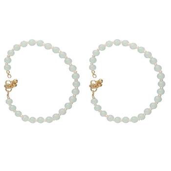 adjustable mint pearl beads payal anklets jewellery for women & girls  1