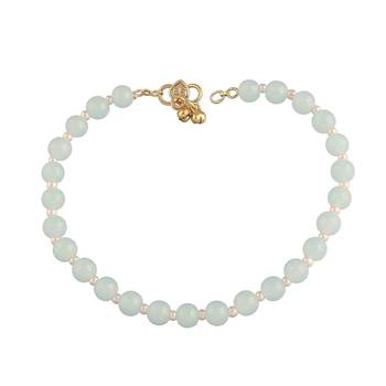 adjustable mint pearl beads payal anklets jewellery for women & girls  2
