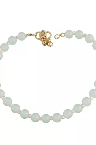 adjustable mint pearl beads payal anklets jewellery for women & girls 