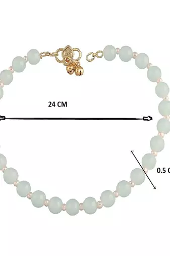 adjustable mint pearl beads payal anklets jewellery for women & girls 