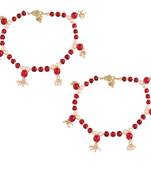 adjustable pearl beads payal anklets jewellery for women & girls 