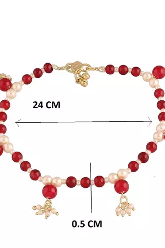 adjustable pearl beads payal anklets jewellery for women & girls 