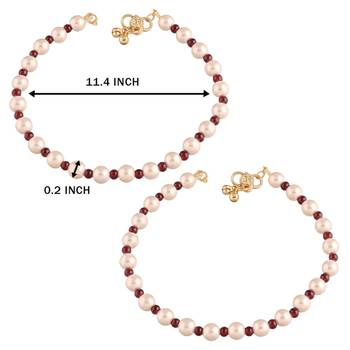 adjustable pearl beads payal anklets jewellery for women & girls  3