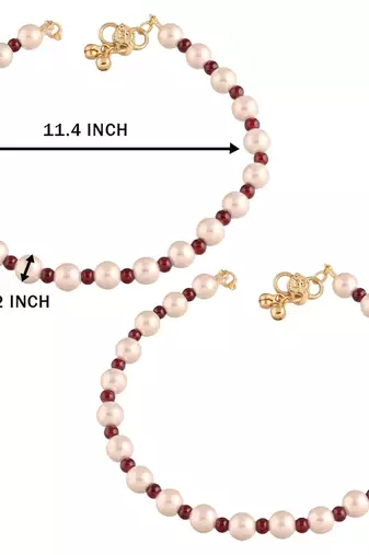 adjustable pearl beads payal anklets jewellery for women & girls 