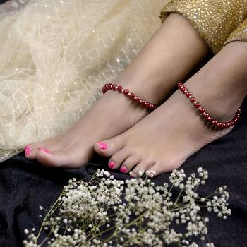 adjustable pearl beads payal anklets jewellery for women & girls  1