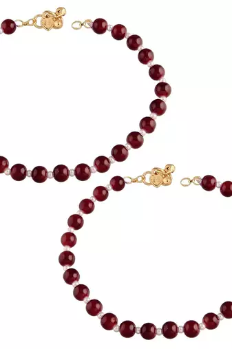 adjustable pearl beads payal anklets jewellery for women & girls 