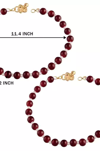 adjustable pearl beads payal anklets jewellery for women & girls 