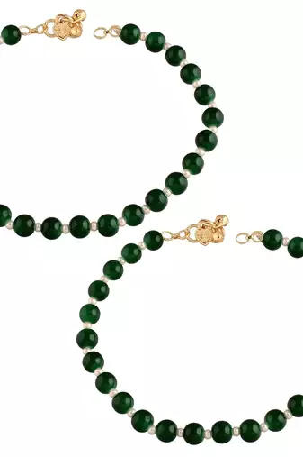 adjustable pearl beads payal anklets jewellery for women & girls 