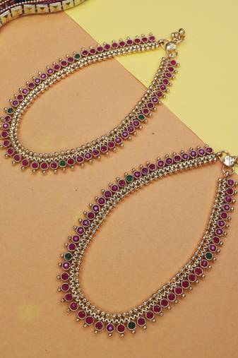 traditional stone studded adjustable anklets/payal for girls & women 
