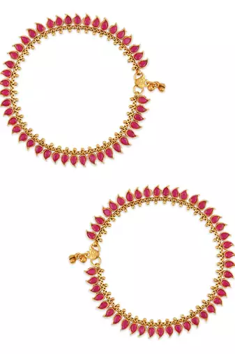 traditional stone studded adjustable anklets/payal for girls & women 