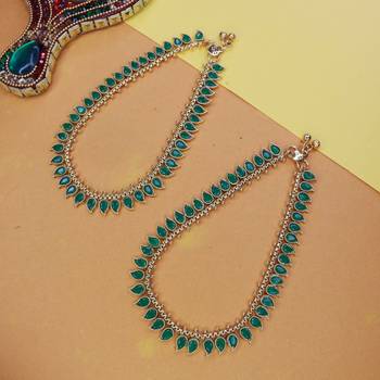 traditional stone studded adjustable anklets/payal for girls & women  1