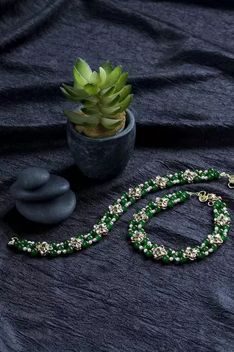 traditional kundan & pearls adjustable bridal anklets payal for women/girls