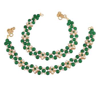 traditional kundan & pearls adjustable bridal anklets payal for women/girls 3