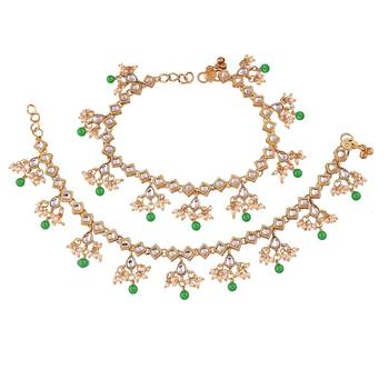 traditional kundan pearl anklets for women  2
