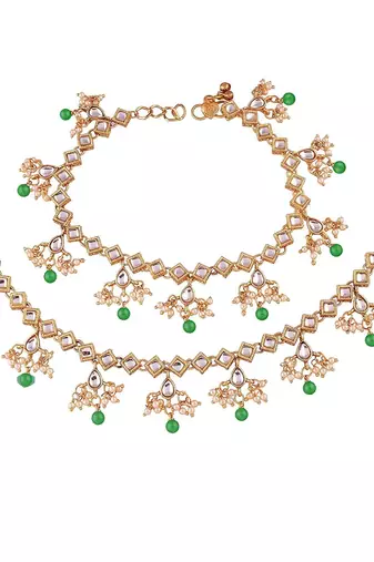 traditional kundan pearl anklets for women 