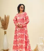 Coral pink kaftan style shirt dress