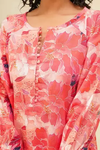 Coral pink kaftan style shirt dress