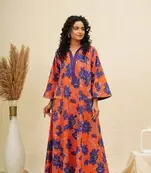 Purple orange kaftan style shirt dress