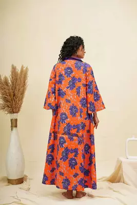 Purple orange kaftan style shirt dress 3