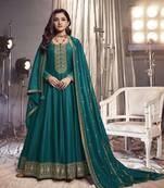 Rama Embroidered Art Silk Semi-Stitched Anarkali Suit