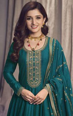 Rama Embroidered Art Silk Semi-Stitched Anarkali Suit 2