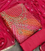 Multi colour color handwork work cotton jacquard unstitched chudidar dress material 