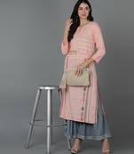 Vahson women's rayon kurta and sharara set pink