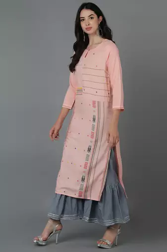 s rayon kurta and sharara set pink