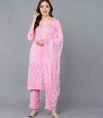 Vahson women's cotton rayon blend kurta with palazzo & dupatta set pink