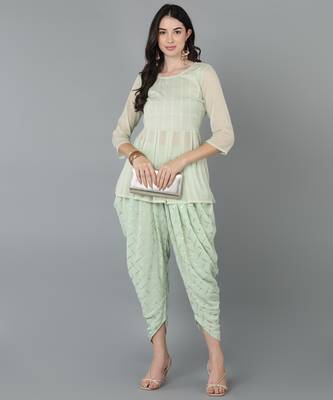  tea green kurta with dhoti pants 1