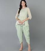 Vahson women tea green kurta with dhoti pants