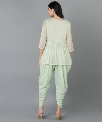  tea green kurta with dhoti pants 2