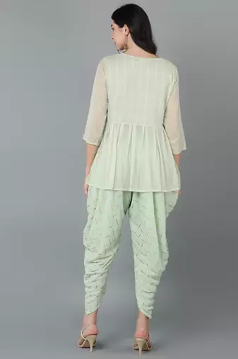  tea green kurta with dhoti pants