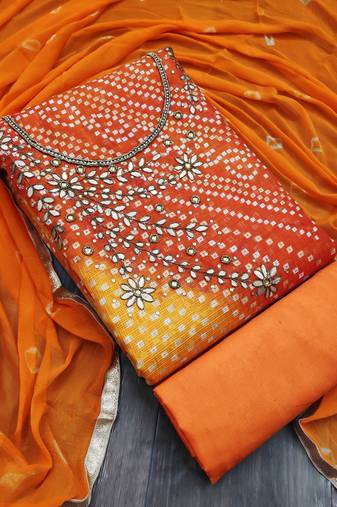 Multi colour color handwork work cotton jacquard unstitched chudidar dress material - mrfc11002d