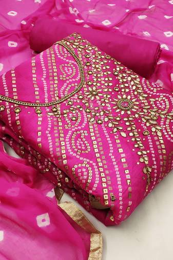 Multi colour color handwork work cotton jacquard unstitched chudidar dress material - mrfc11018c
