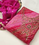 Multi colour color handwork work cotton jacquard unstitched chudidar dress material 