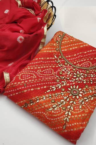 Multi colour color handwork work cotton jacquard unstitched chudidar dress material - mrfc11020c