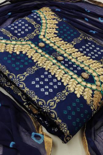Blue color weaving work banarasi jacquard unstitched chudidar dress material - mrfc11025e